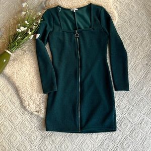 Charlotte Russe Green Zipper Dress Size M